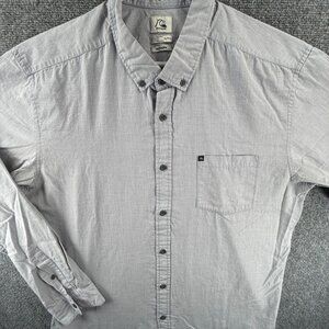 Quiksilver Button-Down XL Cotton Polyester Modern Gray Skate Shirt Mens Solid